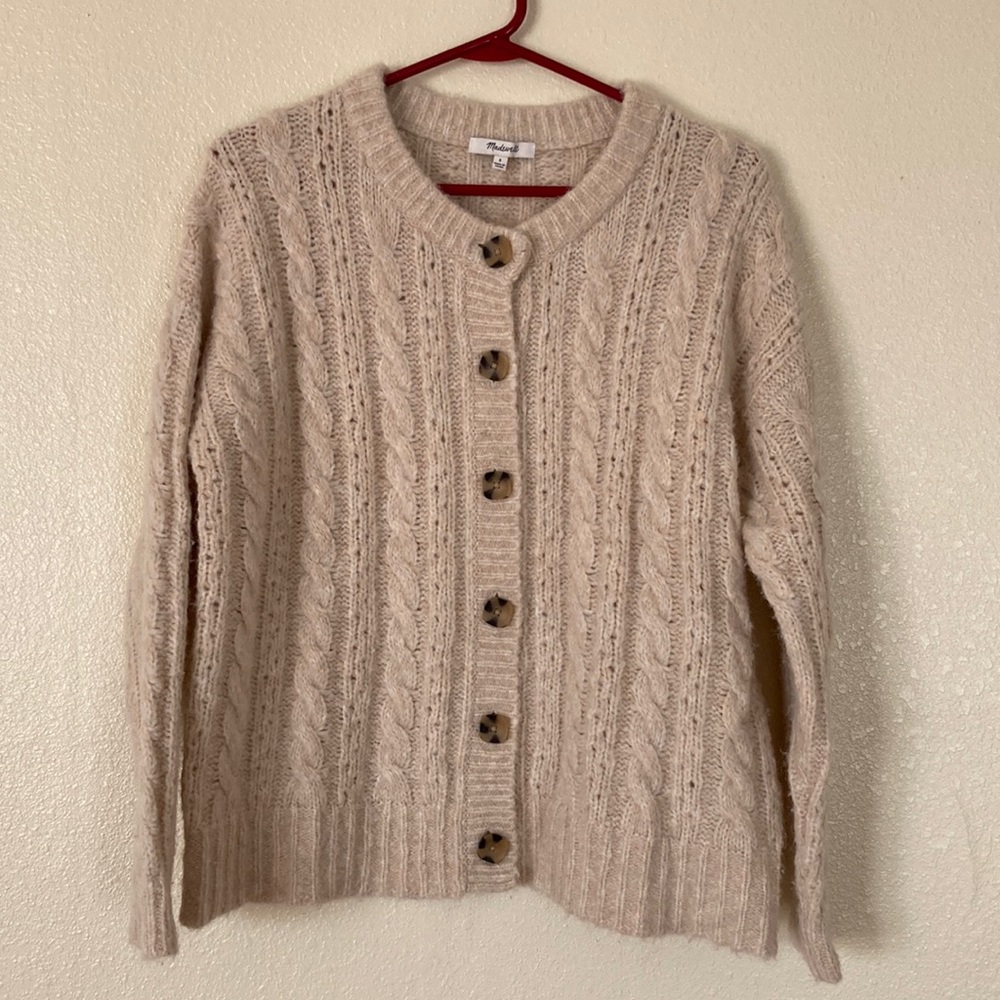 Madewell Pointelle Cable Cardigan Sweater, S